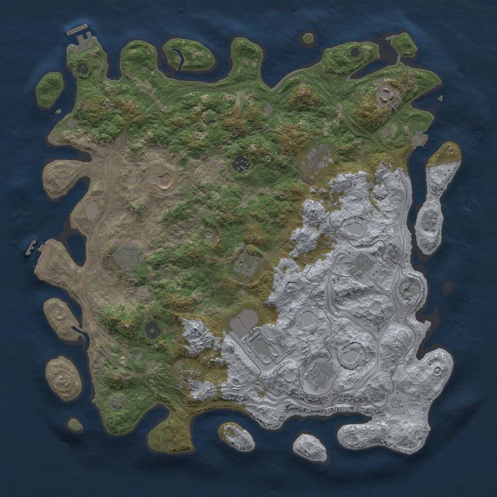 Rust Map: Procedural Map, Size: 4500, Seed: 1920748714, 17 Monuments