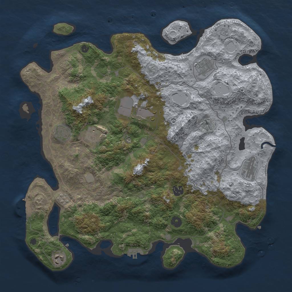 Rust Map: Procedural Map, Size: 4000, Seed: 467079, 17 Monuments