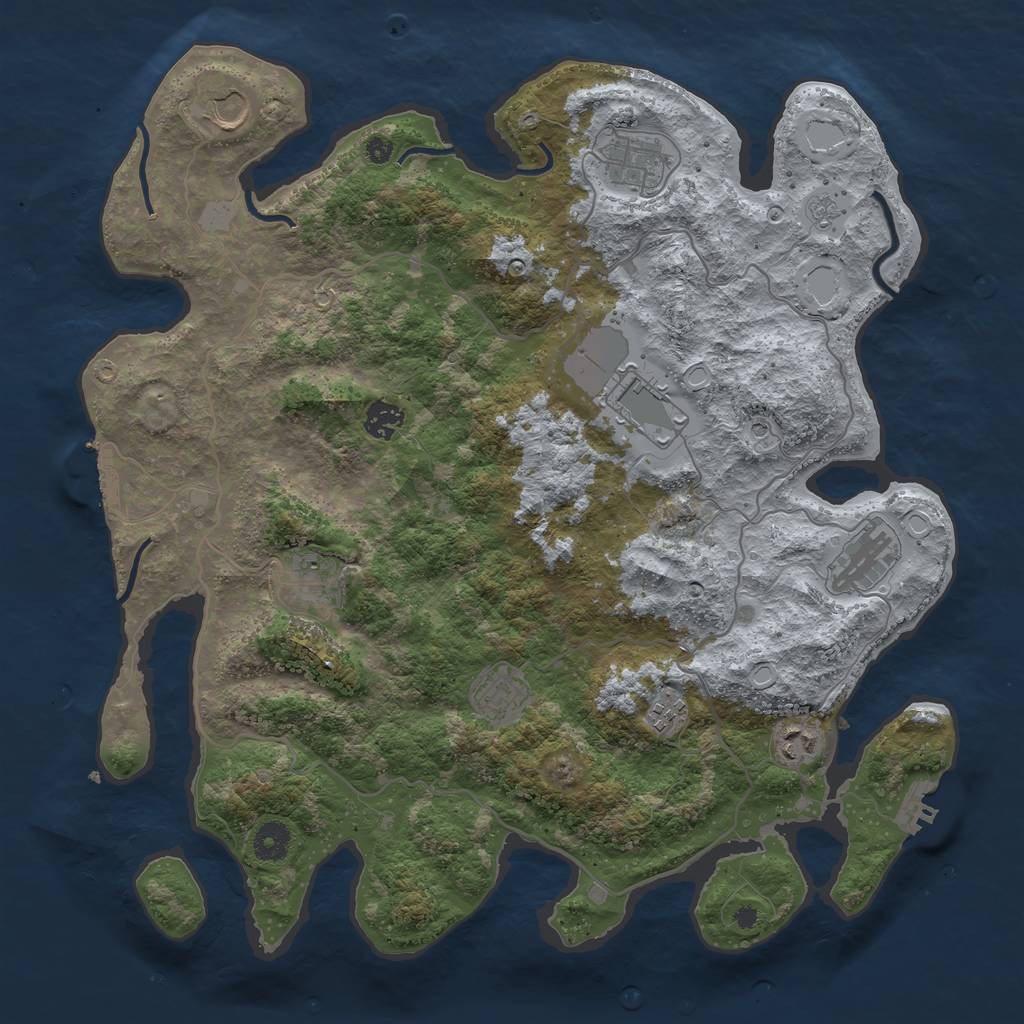 Rust Map: Procedural Map, Size: 4000, Seed: 21863515, 18 Monuments