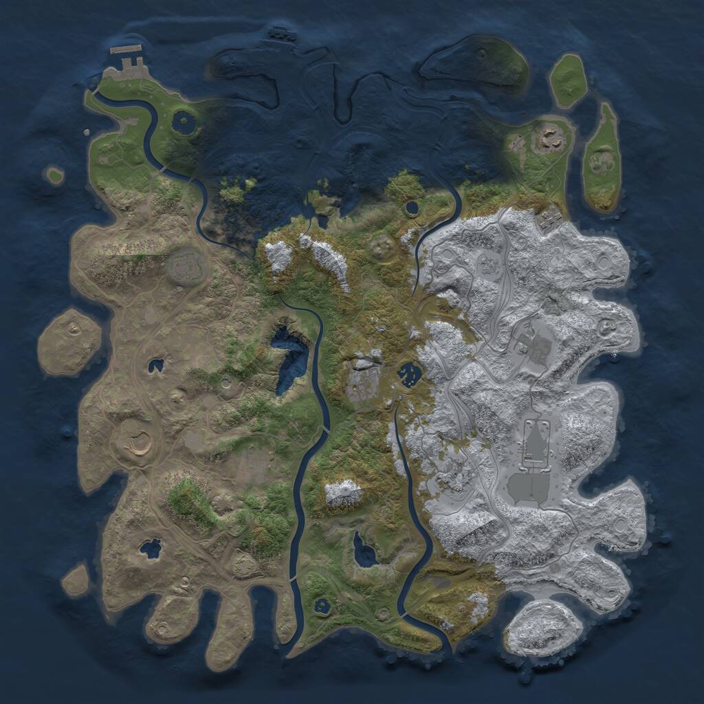Rust Map: Procedural Map, Size: 4500, Seed: 2111349041, 16 Monuments