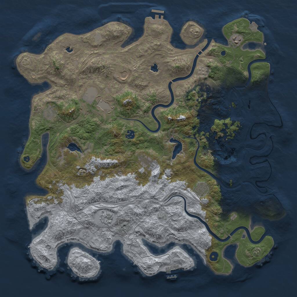 Rust Map: Procedural Map, Size: 4800, Seed: 1142803506, 16 Monuments