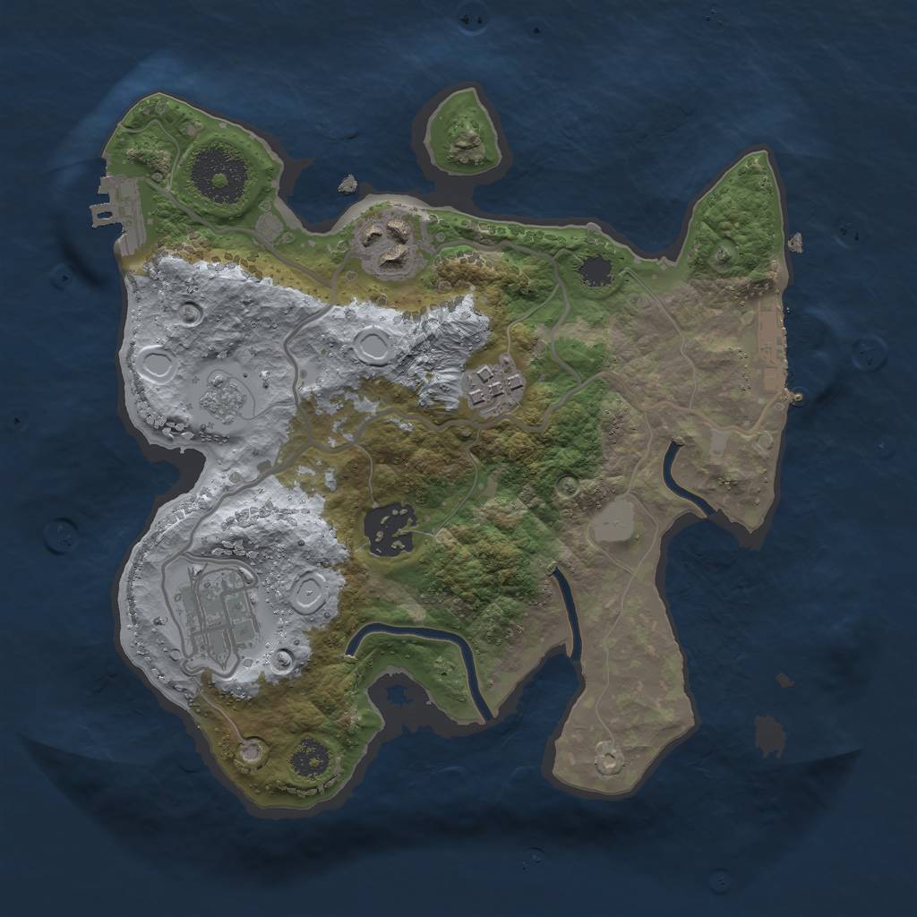 Rust Map: Procedural Map, Size: 2500, Seed: 1654897, 12 Monuments