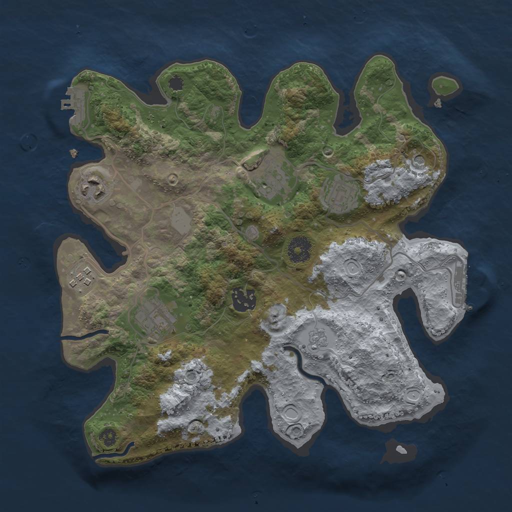 Rust Map: Procedural Map, Size: 3000, Seed: 13463, 15 Monuments