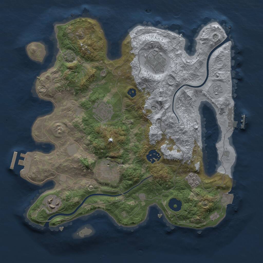 Rust Map: Procedural Map, Size: 3000, Seed: 144340, 12 Monuments