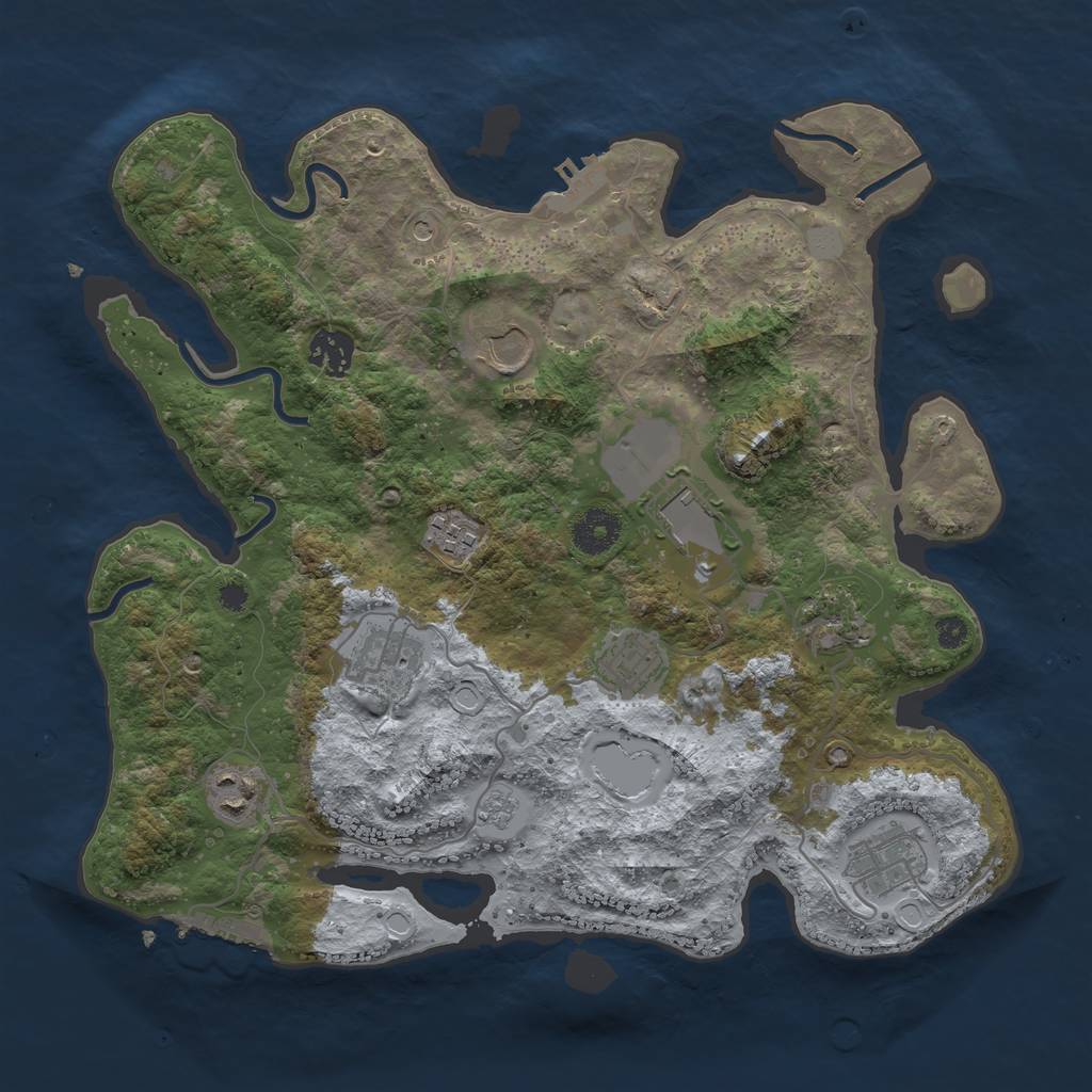 Rust Map: Procedural Map, Size: 3500, Seed: 964823, 18 Monuments