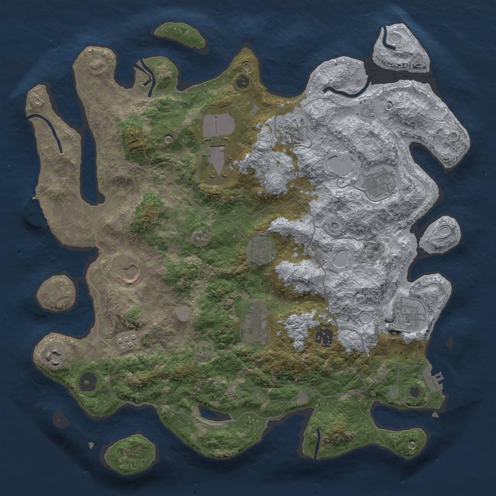 Rust Map: Procedural Map, Size: 4000, Seed: 617651, 19 Monuments