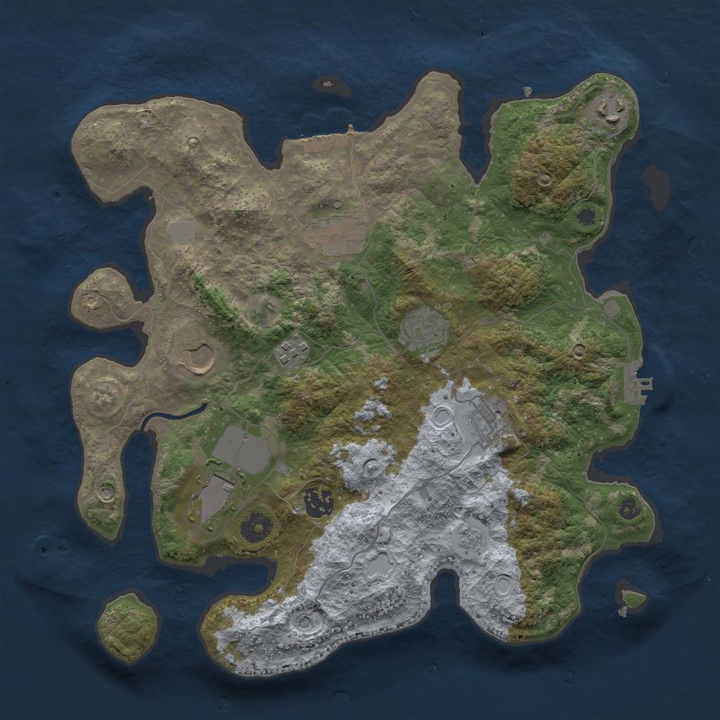 Rust Map: Procedural Map, Size: 3500, Seed: 291454400, 17 Monuments