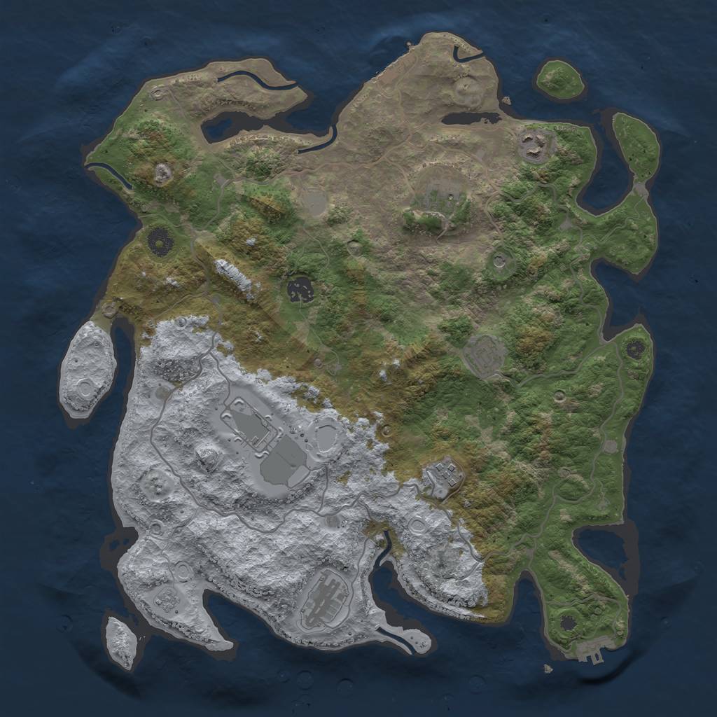 Rust Map: Procedural Map, Size: 4000, Seed: 4792, 16 Monuments