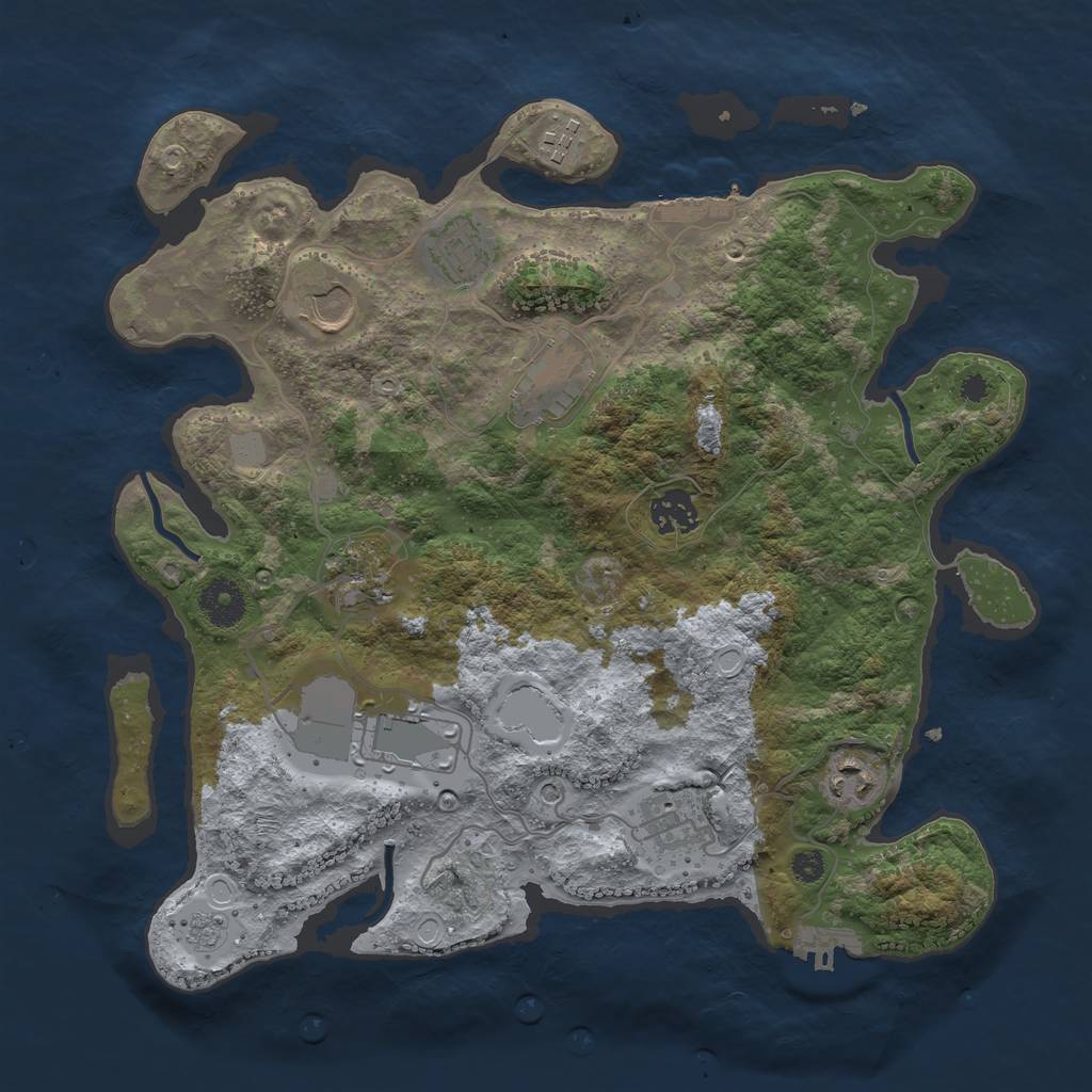 Rust Map: Procedural Map, Size: 3500, Seed: 934653110, 18 Monuments