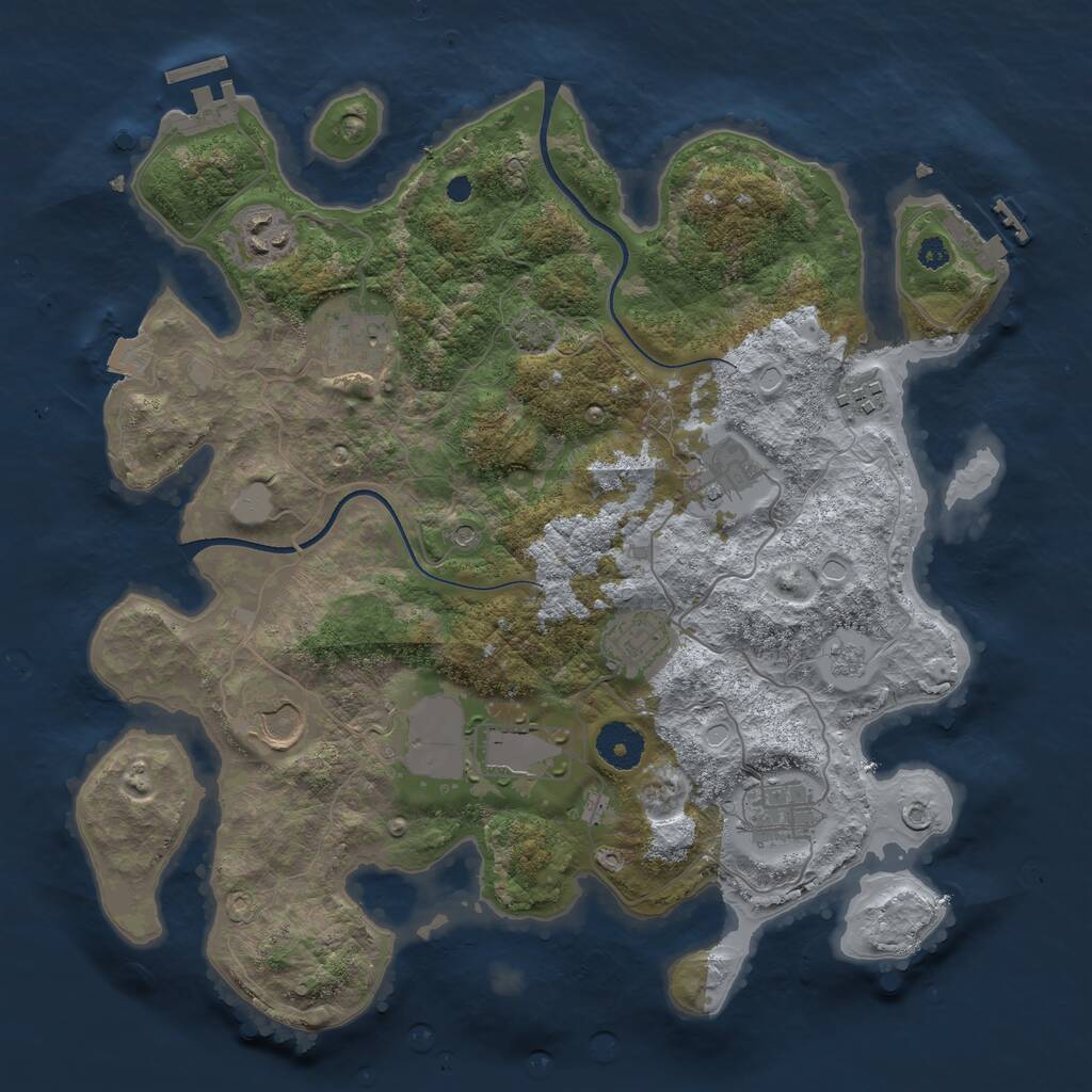 Rust Map: Procedural Map, Size: 3500, Seed: 696565158, 14 Monuments