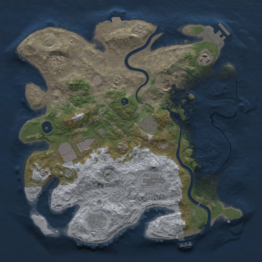 Rust Map: Procedural Map, Size: 3500, Seed: 891553323, 14 Monuments