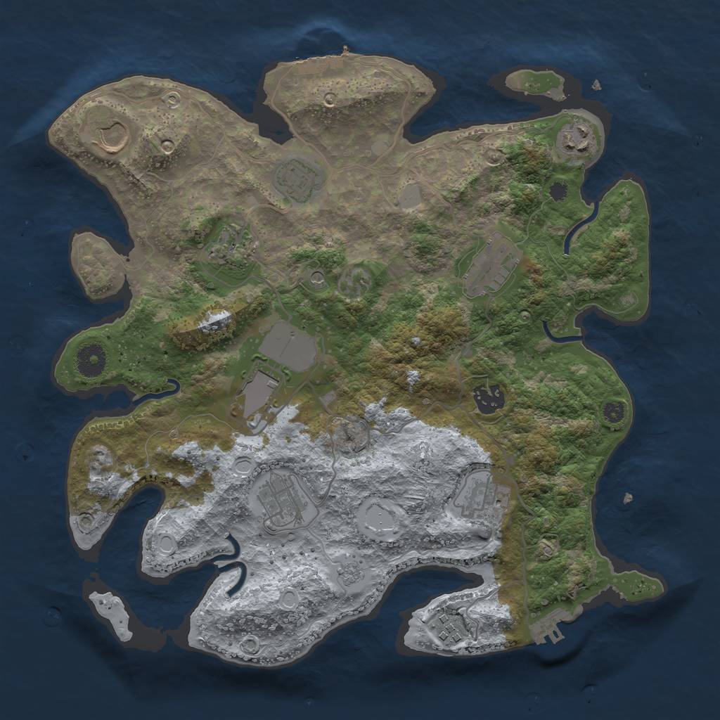 Rust Map: Procedural Map, Size: 3500, Seed: 891553323, 19 Monuments