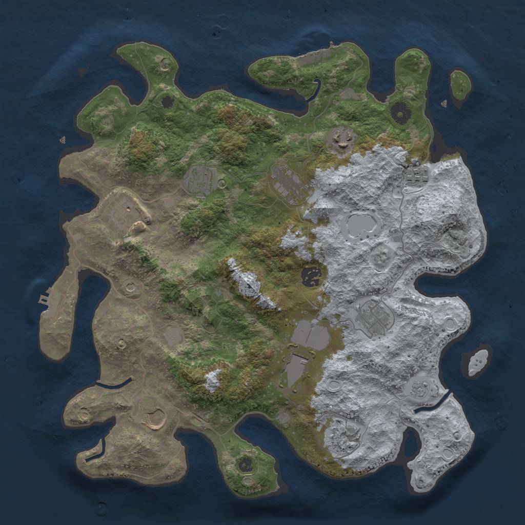 Rust Map: Procedural Map, Size: 3750, Seed: 614641965, 19 Monuments