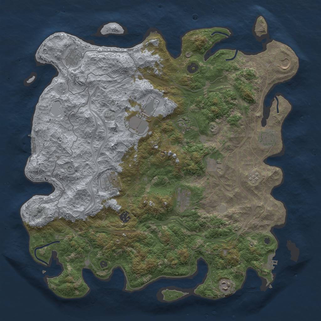 Rust Map: Procedural Map, Size: 4500, Seed: 1126797055, 20 Monuments
