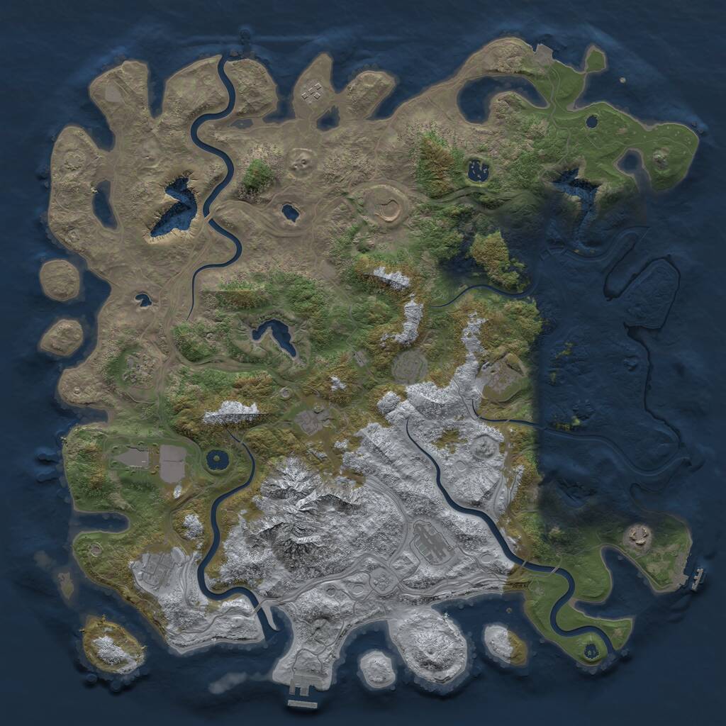 Rust Map: Procedural Map, Size: 5000, Seed: 64613, 17 Monuments