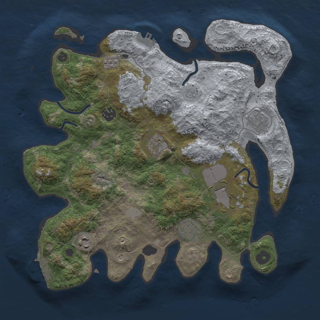 Rust Map: Procedural Map, Size: 3500, Seed: 123456780, 14 Monuments
