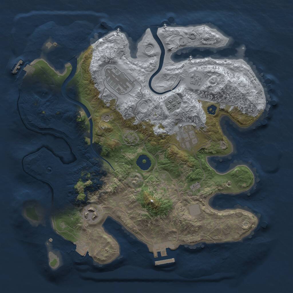 Rust Map: Procedural Map, Size: 3000, Seed: 105052, 10 Monuments