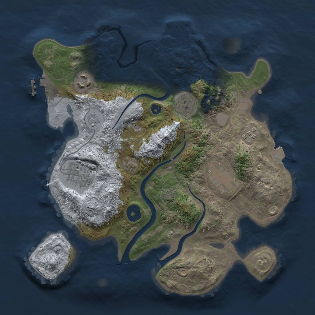 Rust Map: Procedural Map, Size: 3000, Seed: 2034287711, 11 Monuments