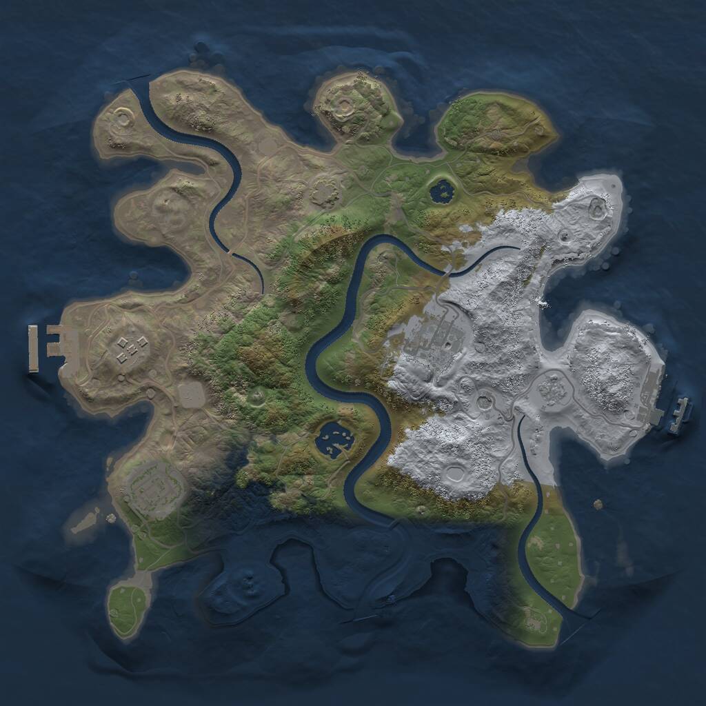 Rust Map: Procedural Map, Size: 3000, Seed: 338720, 10 Monuments