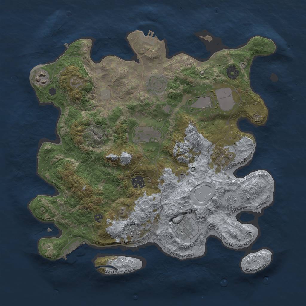 Rust Map: Procedural Map, Size: 3500, Seed: 404708686, 17 Monuments
