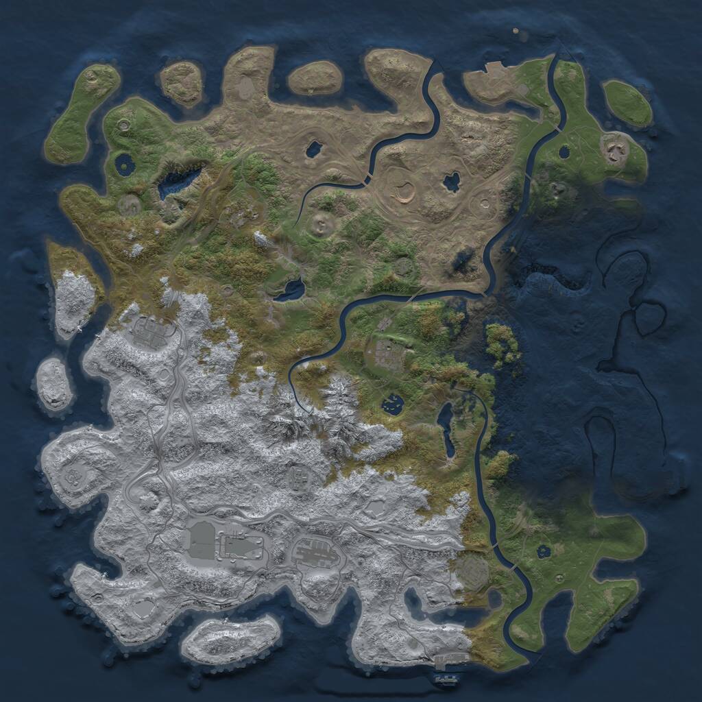 Rust Map: Procedural Map, Size: 5000, Seed: 5214, 16 Monuments