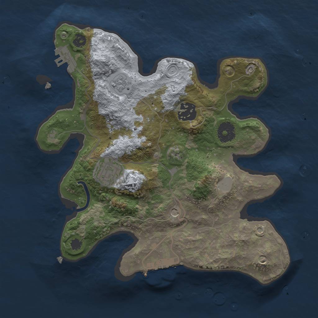 Rust Map: Procedural Map, Size: 2500, Seed: 5656343, 11 Monuments