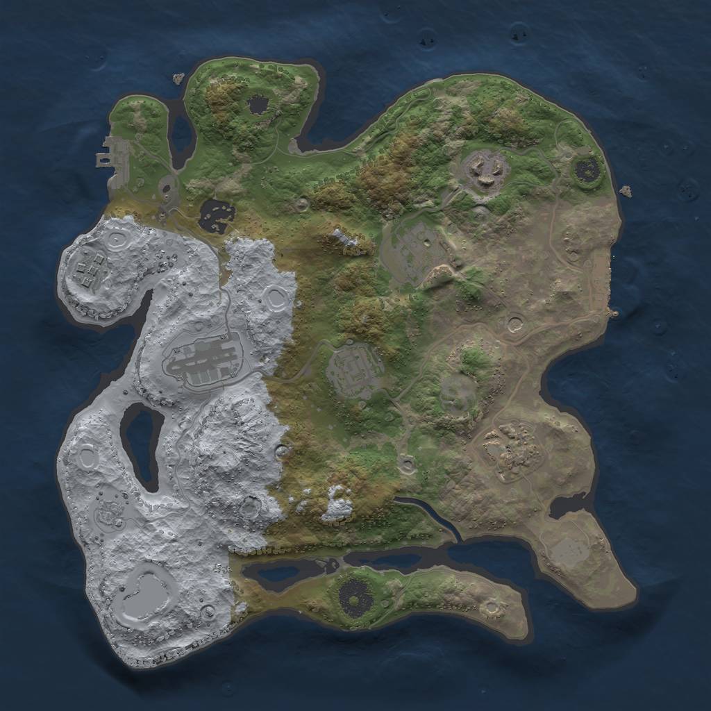 Rust Map: Procedural Map, Size: 3000, Seed: 1370222076, 16 Monuments
