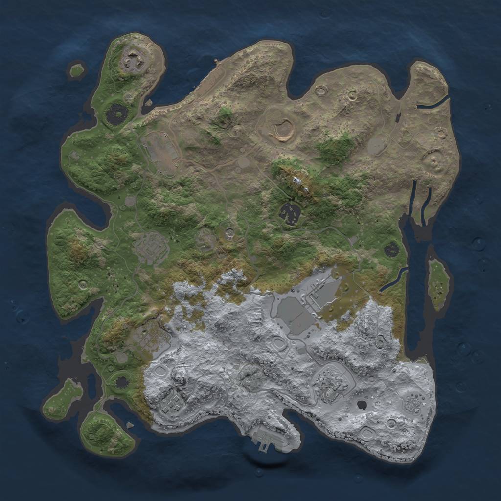 Rust Map: Procedural Map, Size: 3500, Seed: 2107843682, 18 Monuments