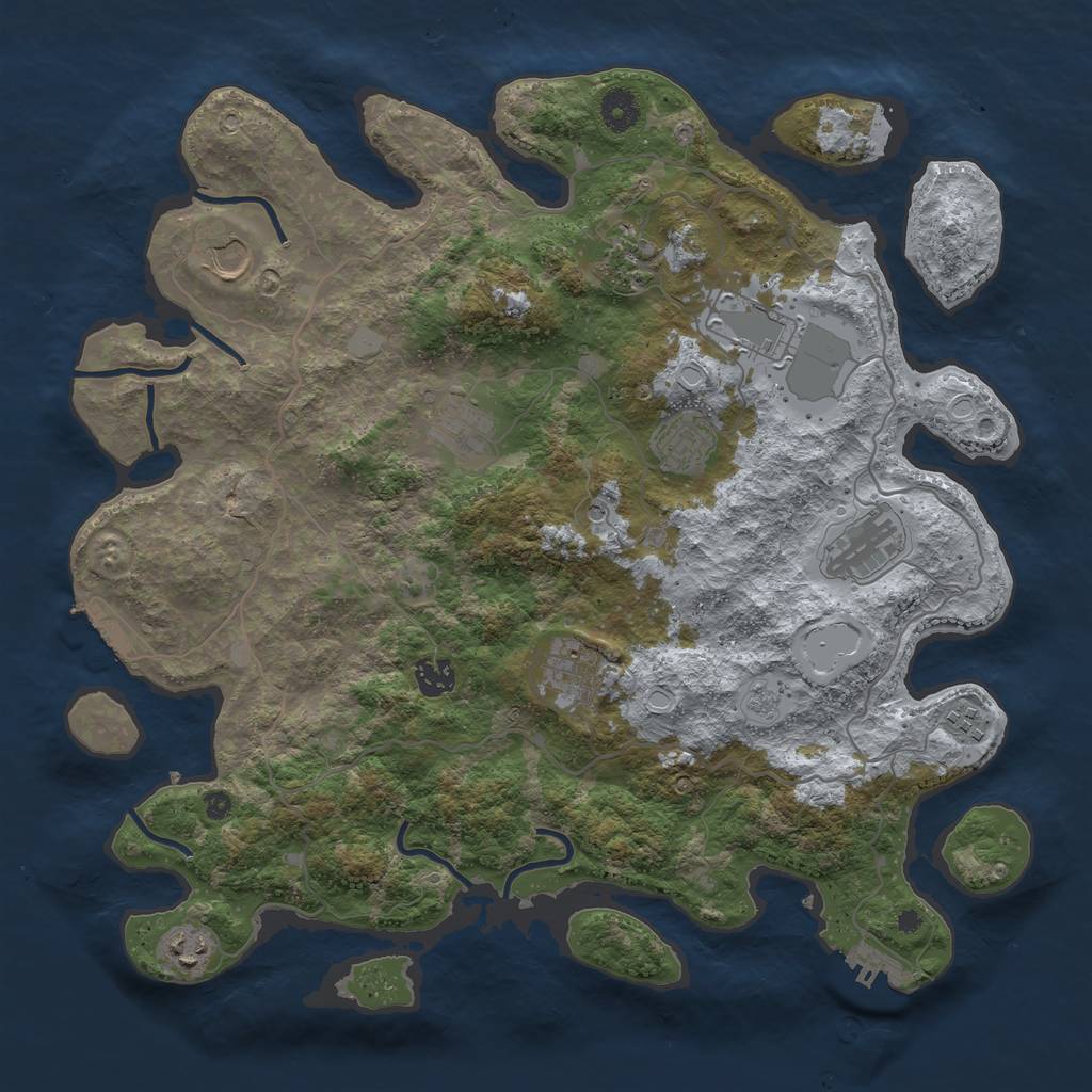 Rust Map: Procedural Map, Size: 4000, Seed: 2110972673, 19 Monuments
