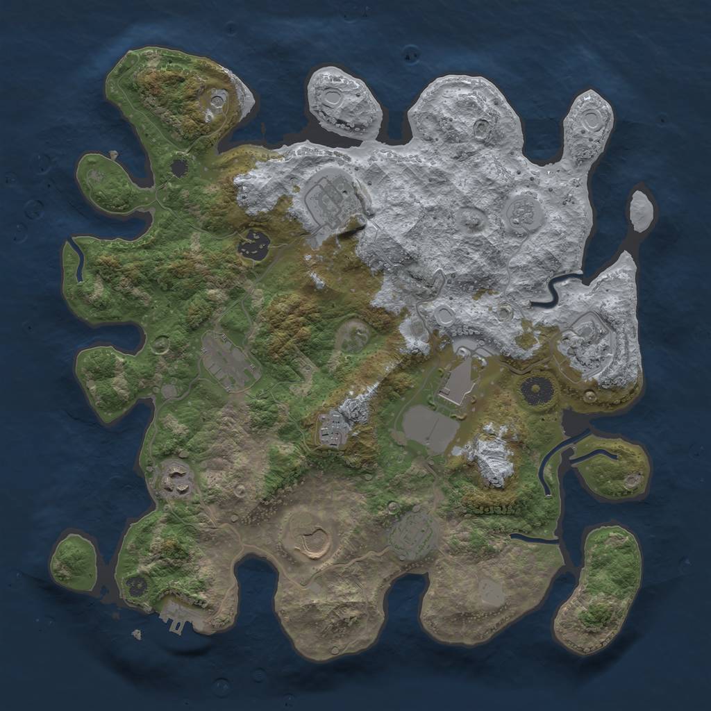 Rust Map: Procedural Map, Size: 3500, Seed: 1745567244, 17 Monuments