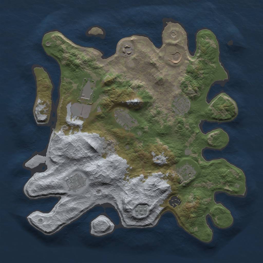 Rust Map: Barren, Size: 3500, Seed: 111206859, 12 Monuments