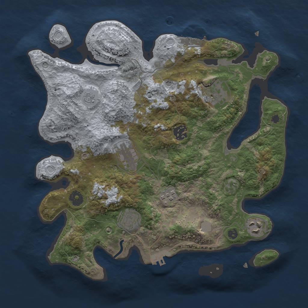 Rust Map: Procedural Map, Size: 3200, Seed: 1352452628, 15 Monuments