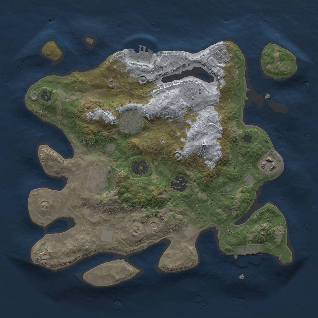 Rust Map: Procedural Map, Size: 3000, Seed: 4111, 14 Monuments