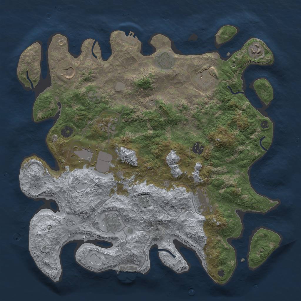 Rust Map: Procedural Map, Size: 3850, Seed: 2075985688, 19 Monuments