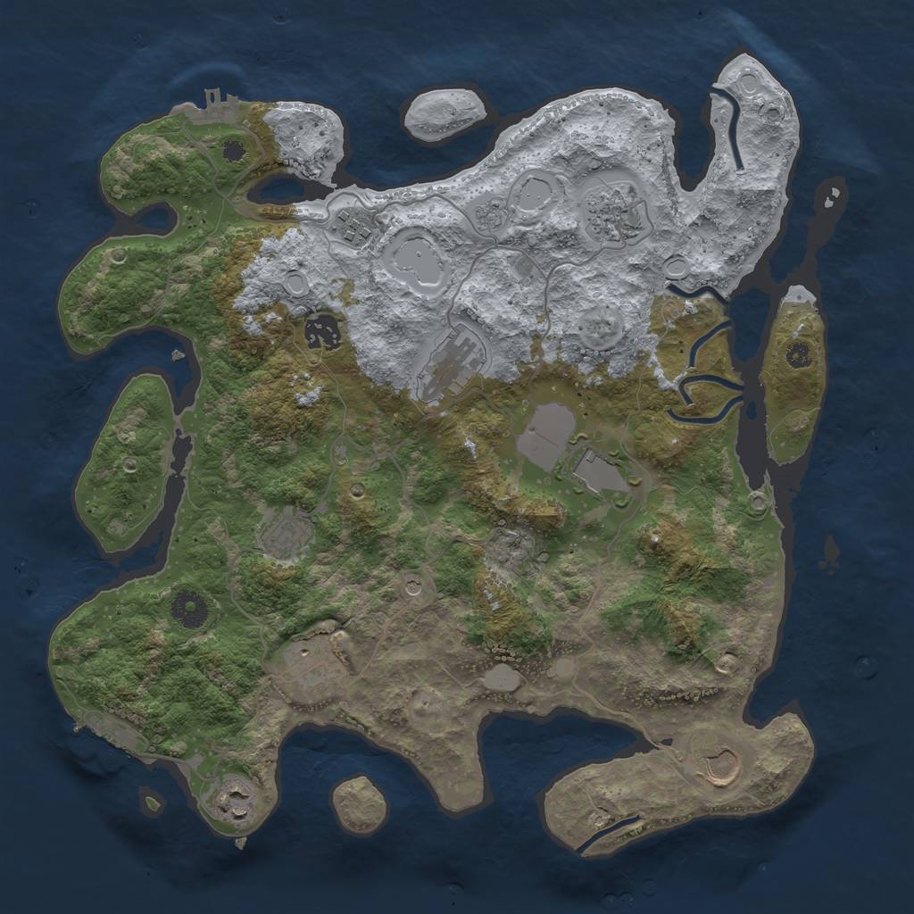 Rust Map: Procedural Map, Size: 3700, Seed: 1636056455, 18 Monuments