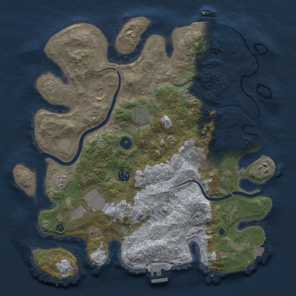 Rust Map: Procedural Map, Size: 3700, Seed: 1777143640, 13 Monuments