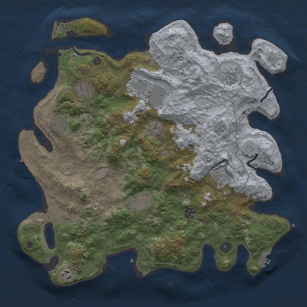 Rust Map: Procedural Map, Size: 4000, Seed: 41840207, 18 Monuments