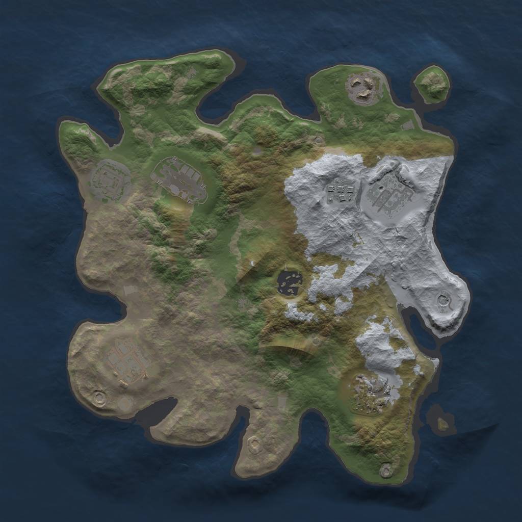 Rust Map: Barren, Size: 3000, Seed: 420, 11 Monuments