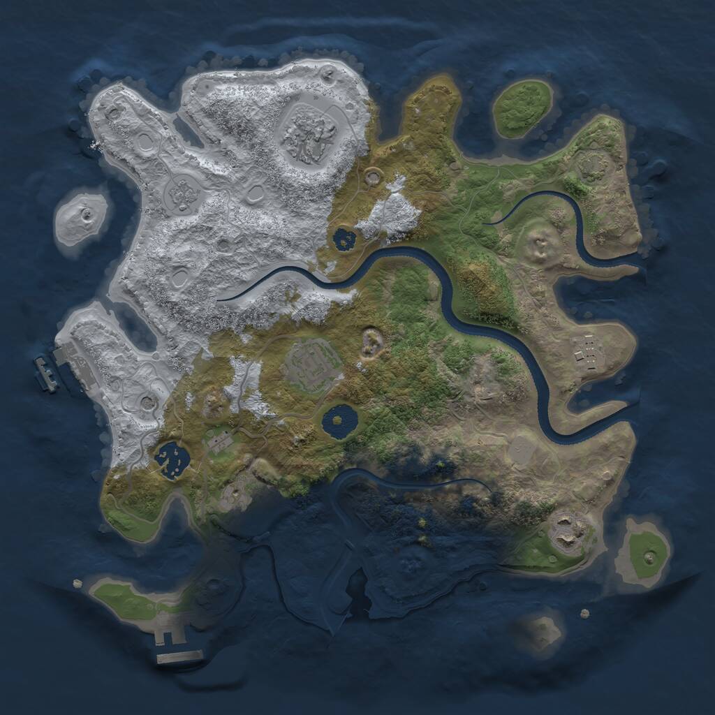 Rust Map: Procedural Map, Size: 3150, Seed: 1349487811, 12 Monuments