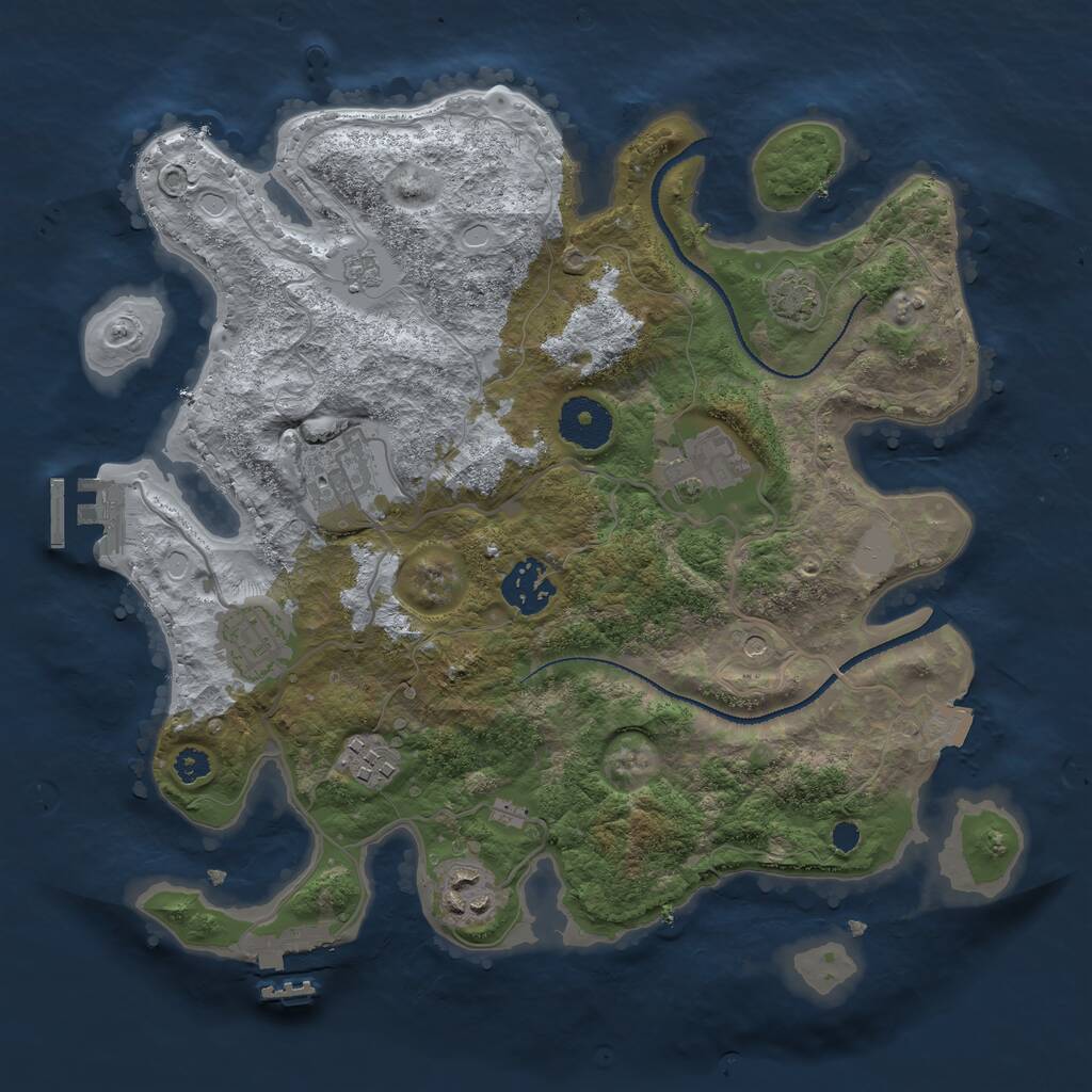 Rust Map: Procedural Map, Size: 3150, Seed: 1349487811, 12 Monuments