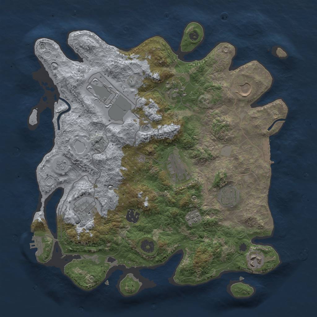 Rust Map: Procedural Map, Size: 3500, Seed: 11864654, 18 Monuments