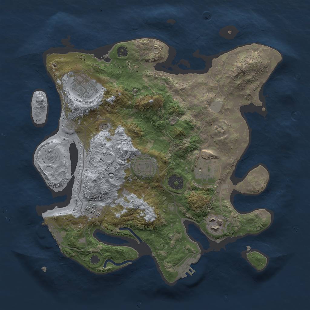 Rust Map: Procedural Map, Size: 3000, Seed: 1929257456, 14 Monuments