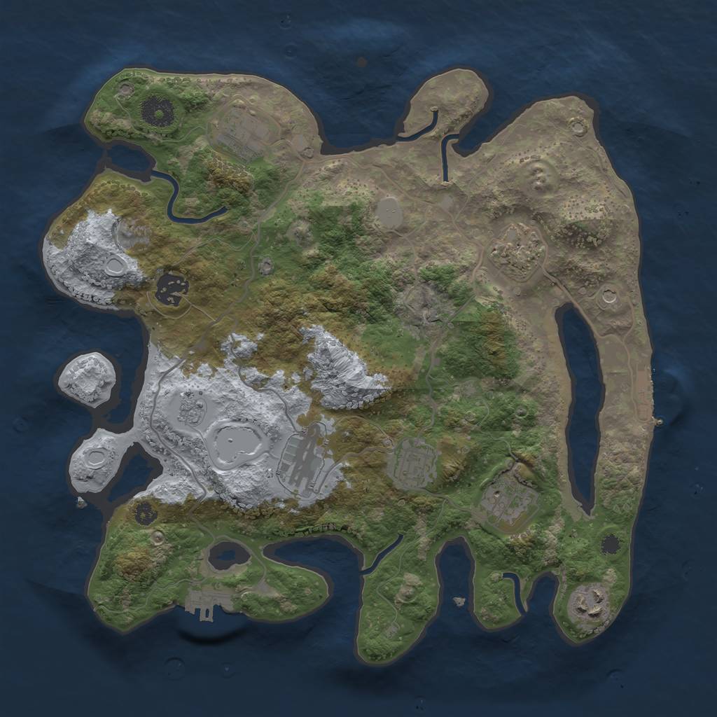 Rust Map: Procedural Map, Size: 3300, Seed: 36991, 14 Monuments