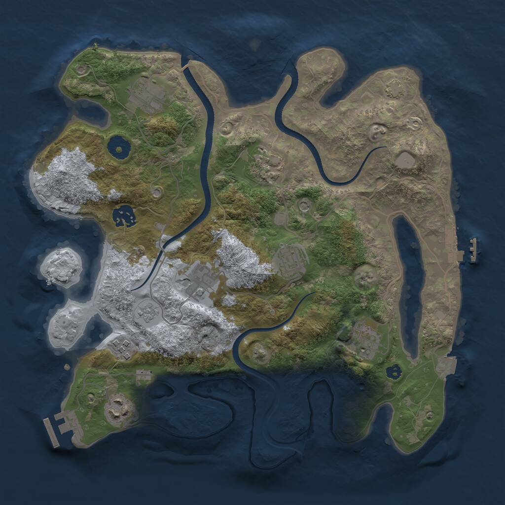 Rust Map: Procedural Map, Size: 3300, Seed: 36991, 14 Monuments