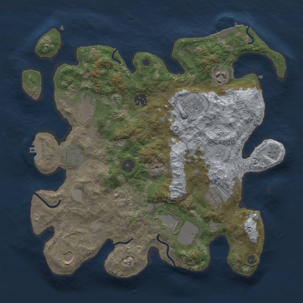 Rust Map: Procedural Map, Size: 3500, Seed: 95043294, 19 Monuments