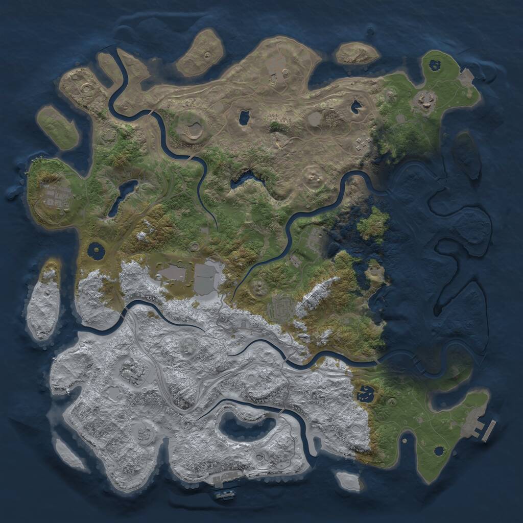 Rust Map: Procedural Map, Size: 4500, Seed: 1591628014, 16 Monuments