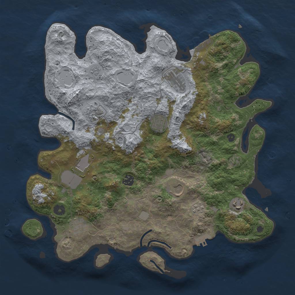 Rust Map: Procedural Map, Size: 3861, Seed: 93729, 18 Monuments