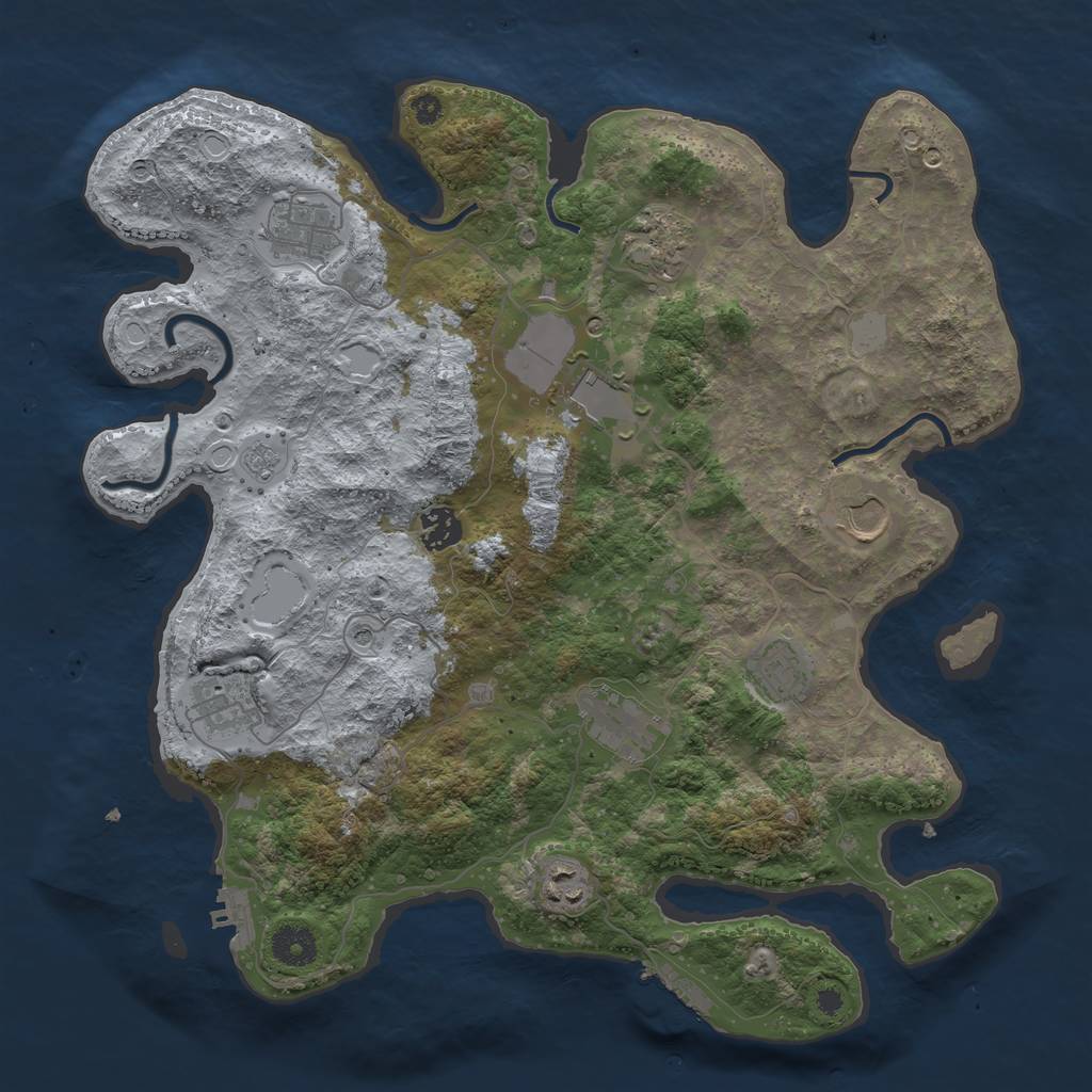 Rust Map: Procedural Map, Size: 3750, Seed: 1158023160, 18 Monuments