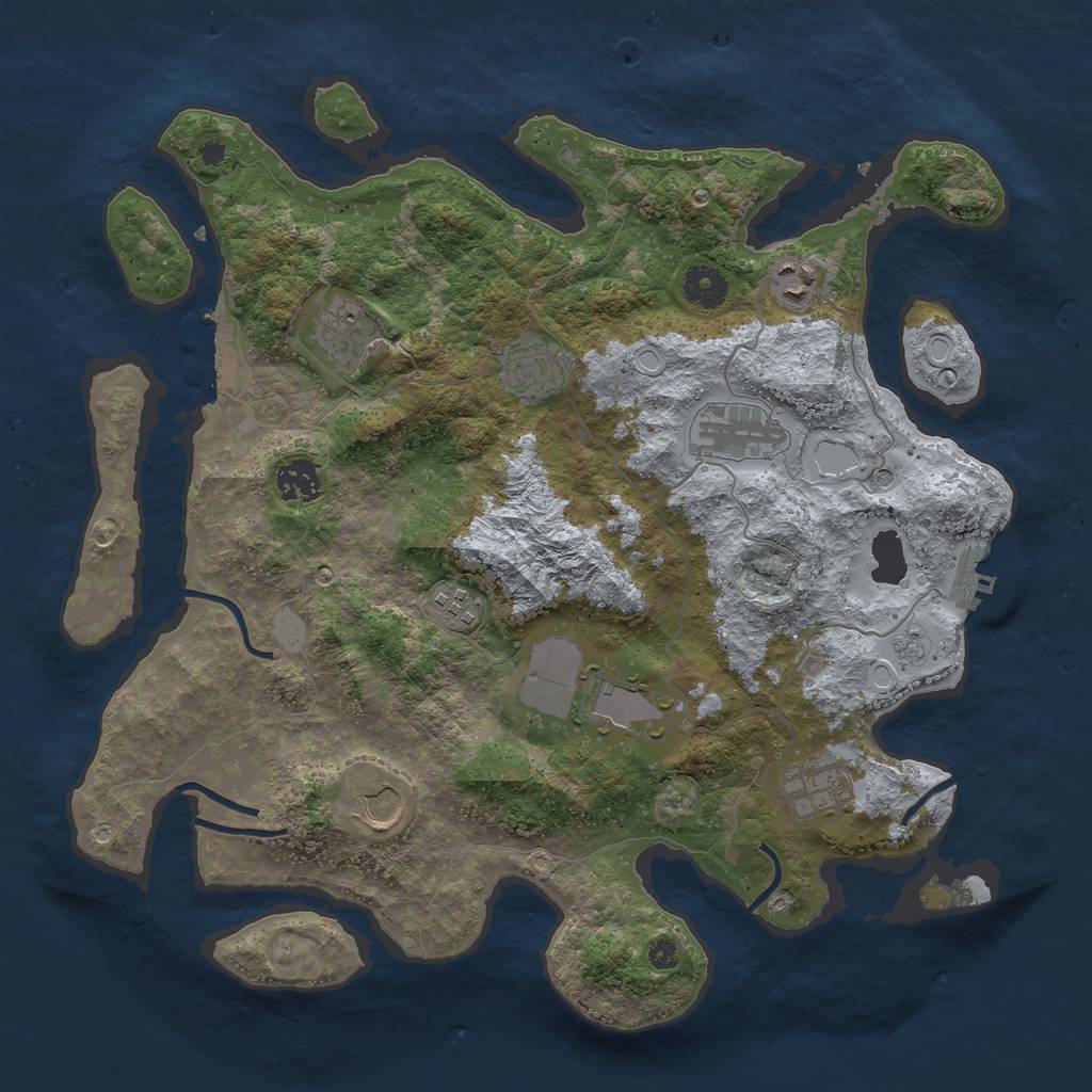 Rust Map: Procedural Map, Size: 3750, Seed: 328066376, 18 Monuments