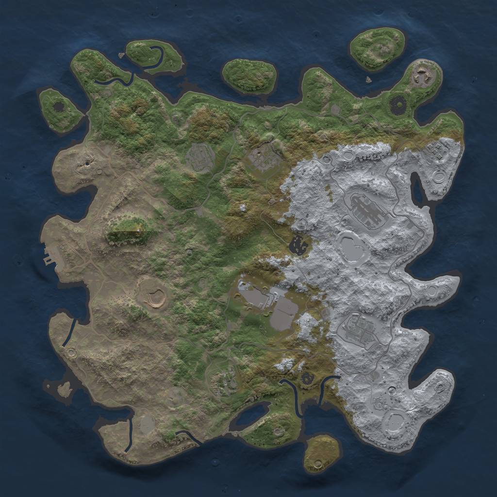 Rust Map: Procedural Map, Size: 4000, Seed: 30041976, 18 Monuments